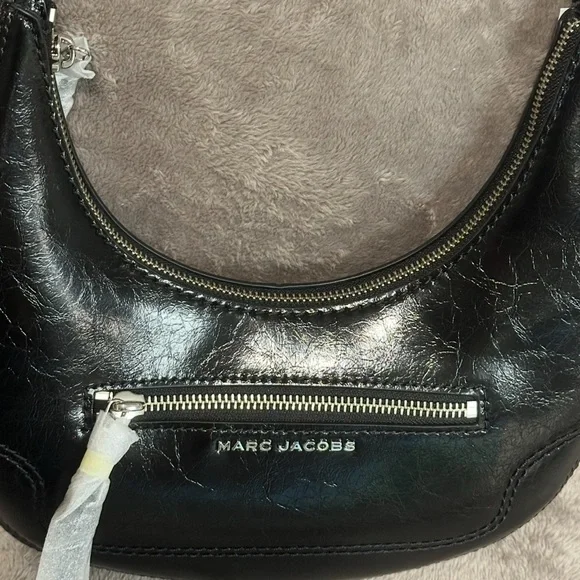 Marc Jacobs Shiny Black Leather Hobo Bag
